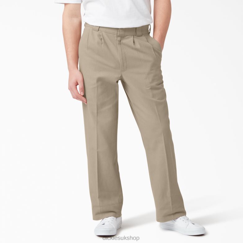 Chatom Pleated Pants Men Dickies Desert Sand (DS) 88T84276 Apparel