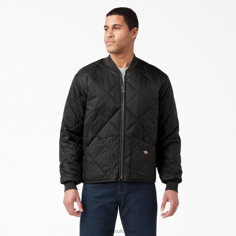 Diamond Quilted Jacket Men Dickies Black (BK) 88T841018 Apparel