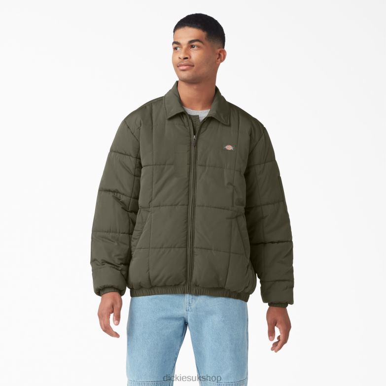 Eisenhower Puffer Jacket Men Dickies Military Green (ML) 88T841069 Apparel