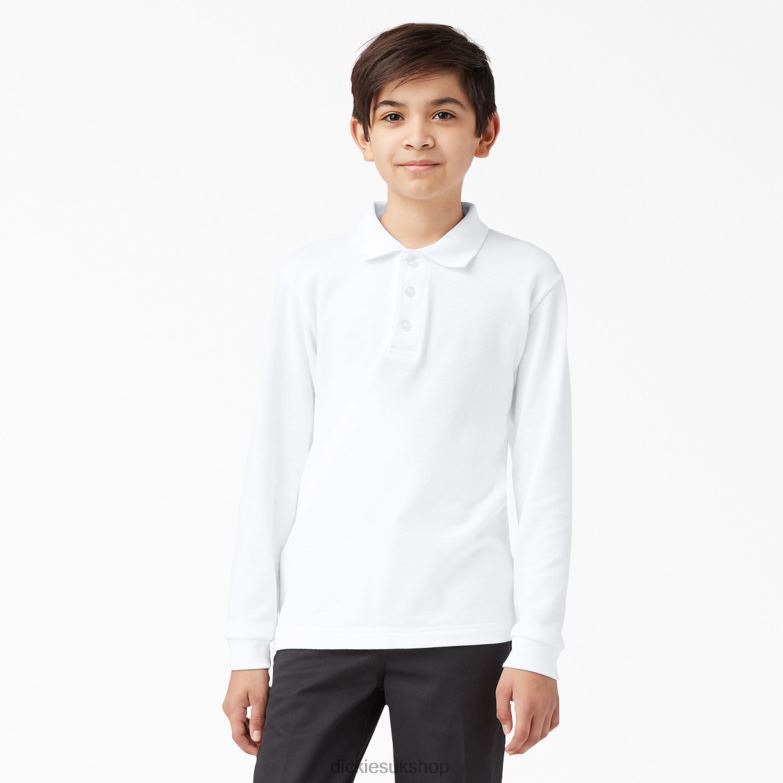 Pique Long Sleeve Polo Kids Dickies White (WH) 88T842699 Apparel