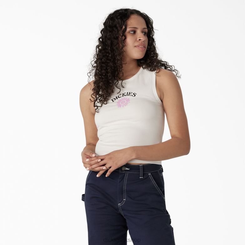 Graphic Cropped Tank Top Women Dickies White (WH) 88T842114 Apparel