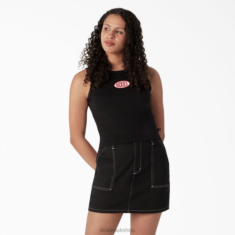 Racerback Cropped Tank Top Women Dickies Black (KBK) 88T842171 Apparel