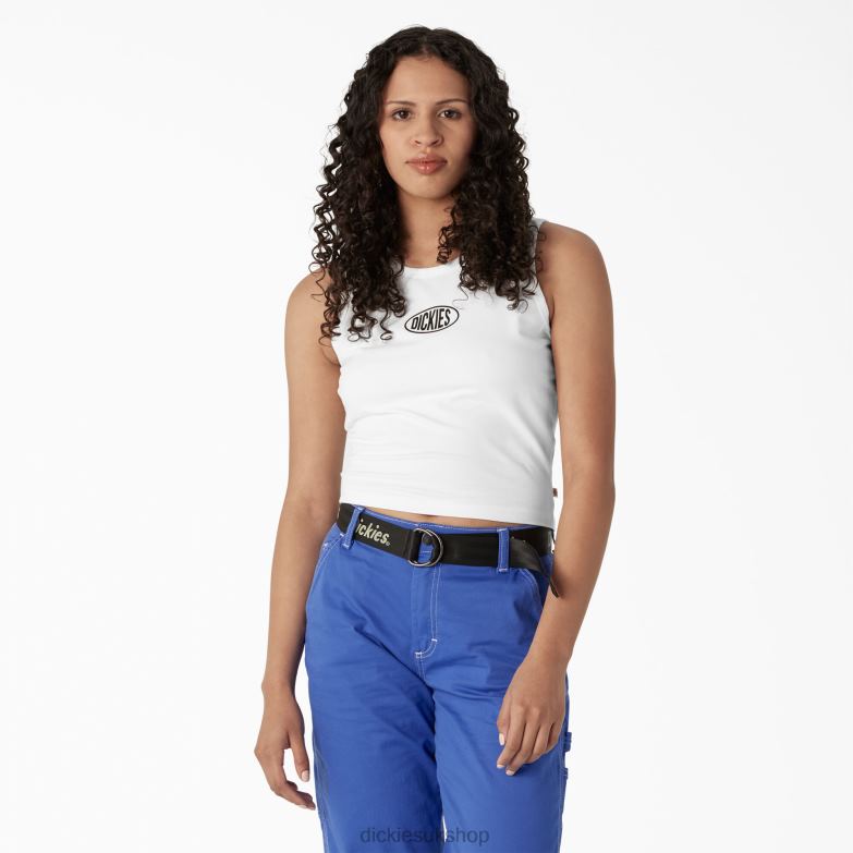 Racerback Cropped Tank Top Women Dickies White (WH) 88T842173 Apparel