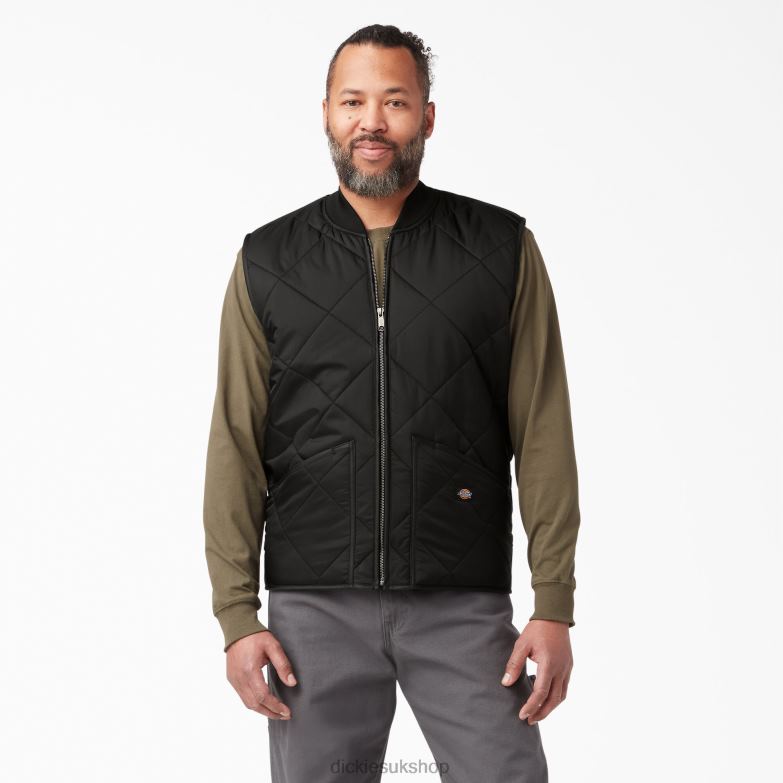 Diamond Quilted Vest Men Dickies Black (BK) 88T841022 Apparel