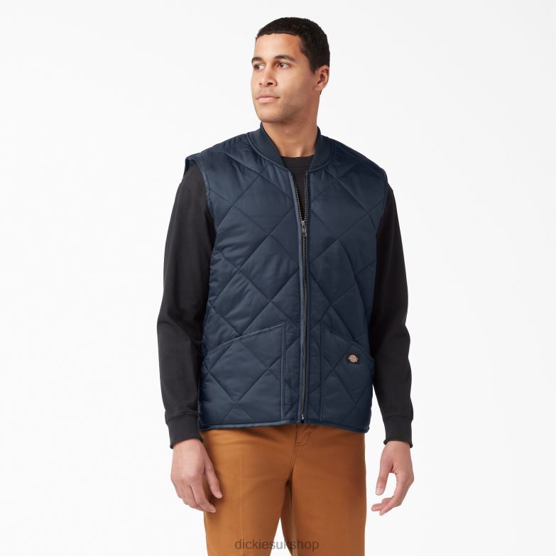 Diamond Quilted Vest Men Dickies Dark Navy (DN) 88T841023 Apparel