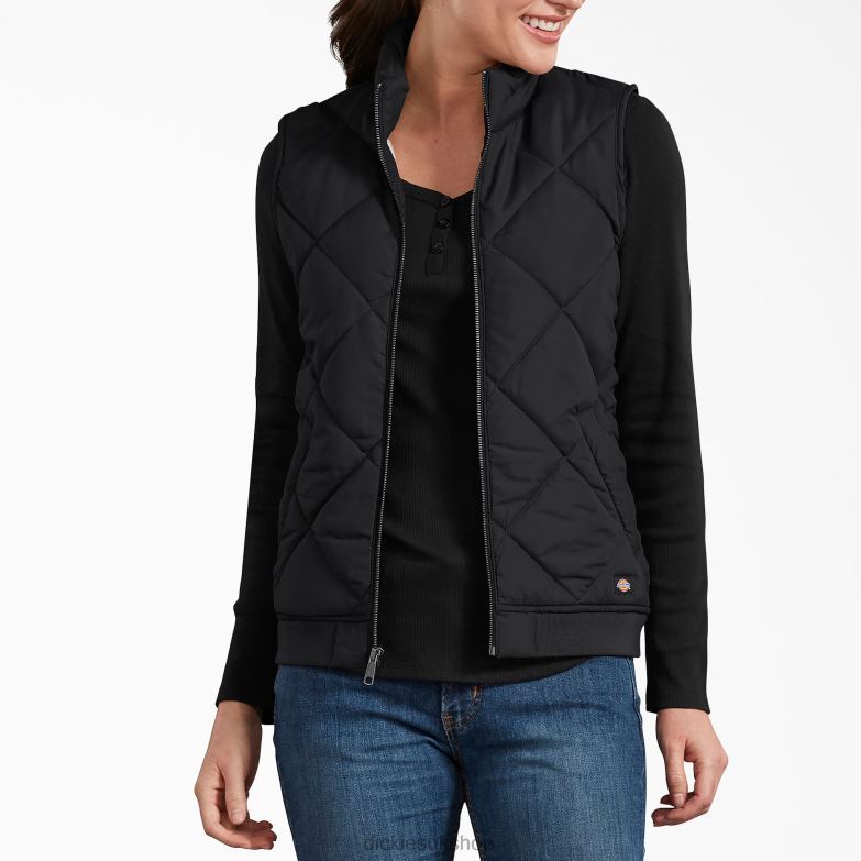 Quilted Vest Women Dickies Black (BK) 88T842295 Apparel