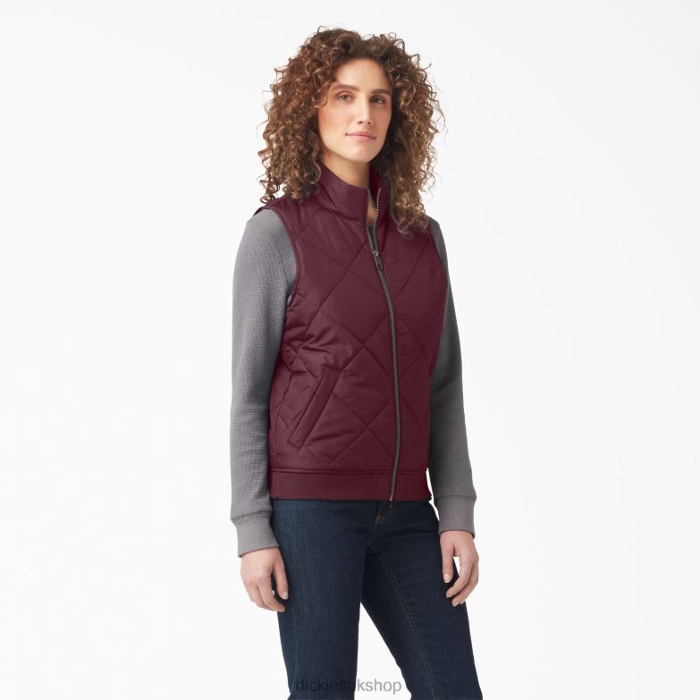 Quilted Vest Women Dickies Burgundy (BY) 88T842296 Apparel